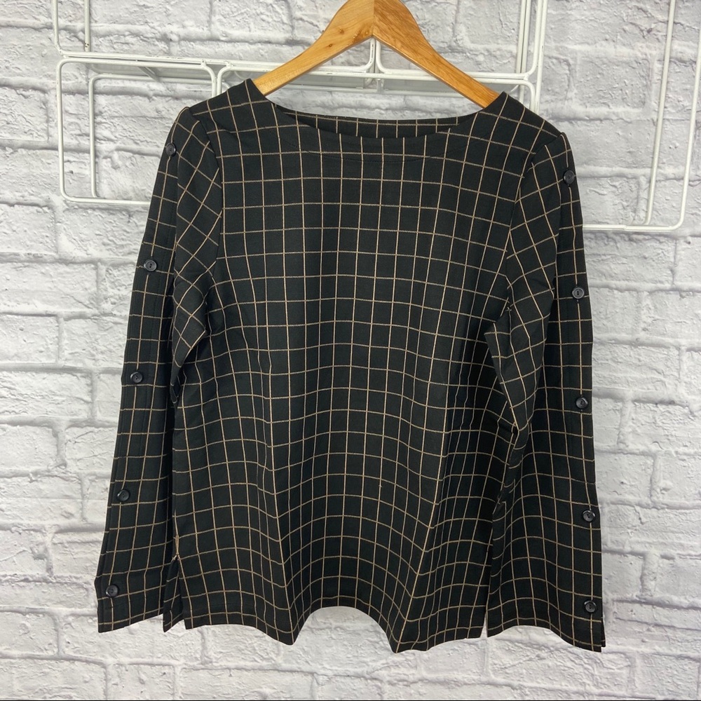 J Jill Ponte Knit Buttoned Sleeve Top